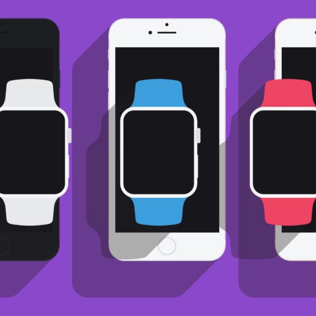 イラスト紫iPhone Apple Watchの iPhone8Plus 壁紙