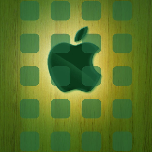 Appleロゴ棚クール板黄緑の iPhone8Plus 壁紙