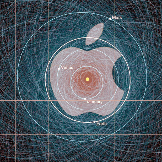 Appleロゴ棚クール赤太陽系の iPhone8Plus 壁紙