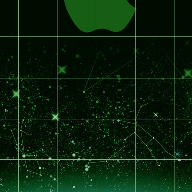 Appleロゴ棚クール緑宇宙の iPhone8Plus 壁紙