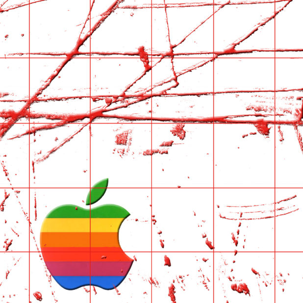 Appleロゴ棚クール赤カラフルの iPhone8Plus 壁紙