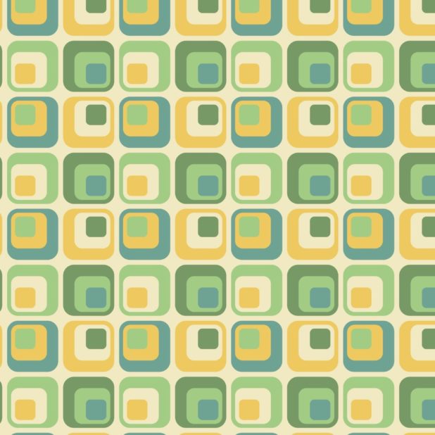 模様四角形緑黄の iPhone8Plus 壁紙