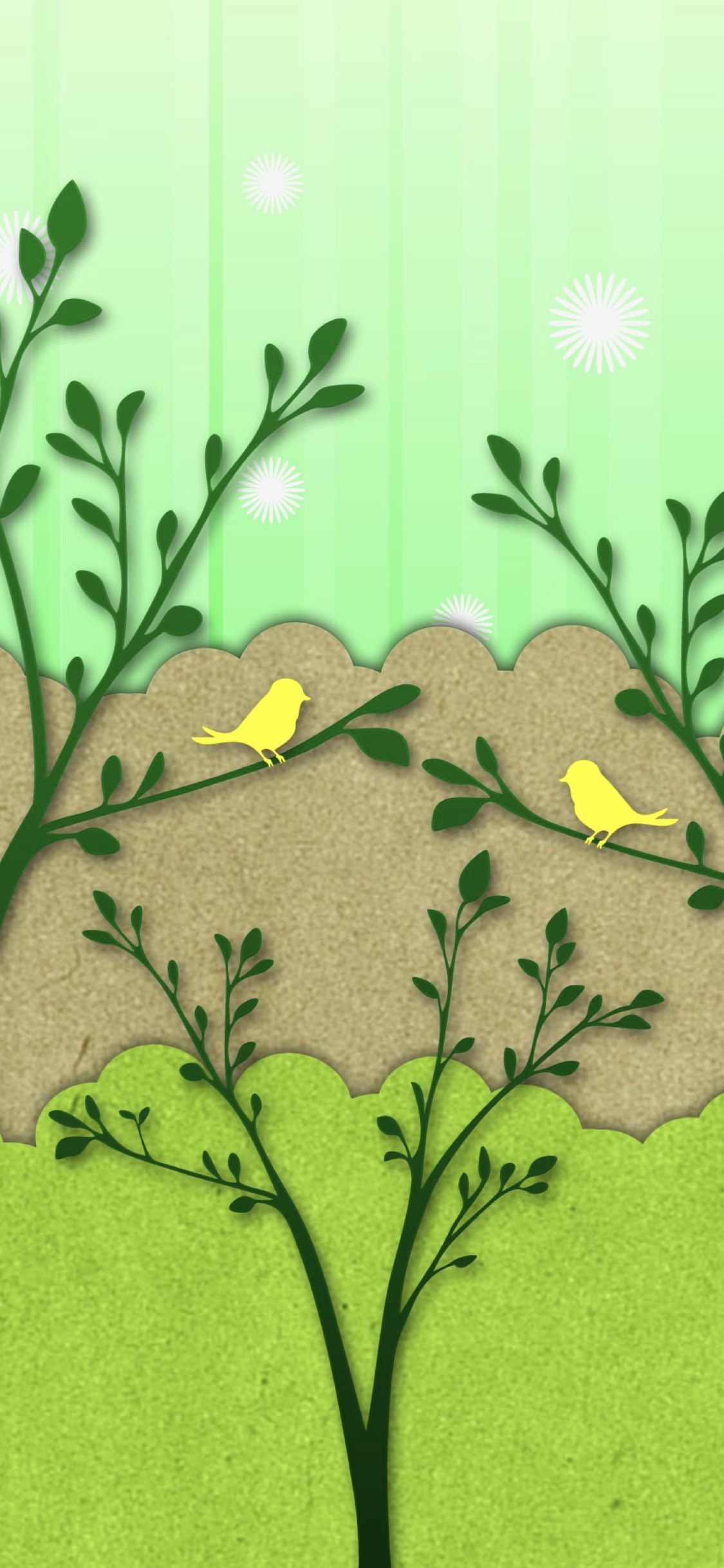 鳥イラスト緑黄 Wallpaper Sc Iphonexs壁紙