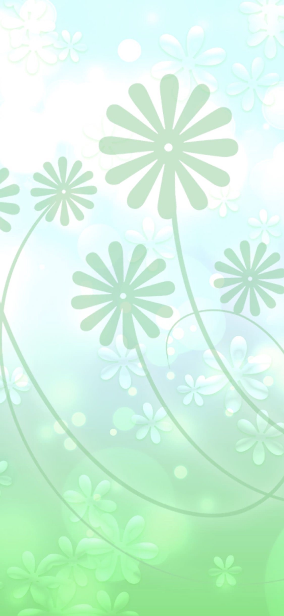 緑葉花白可愛い Wallpaper Sc Iphonexs壁紙