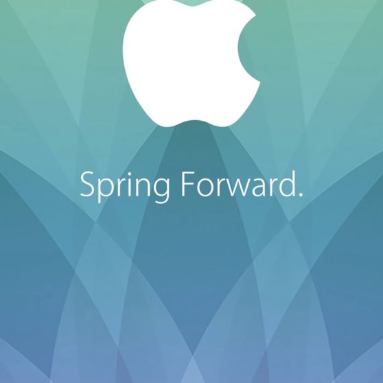 Appleロゴ春イベント緑青紫 spring forward.の iPhoneX 壁紙