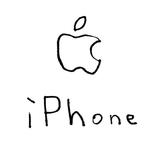 イラストAppleロゴiPhone白の iPhoneX 壁紙