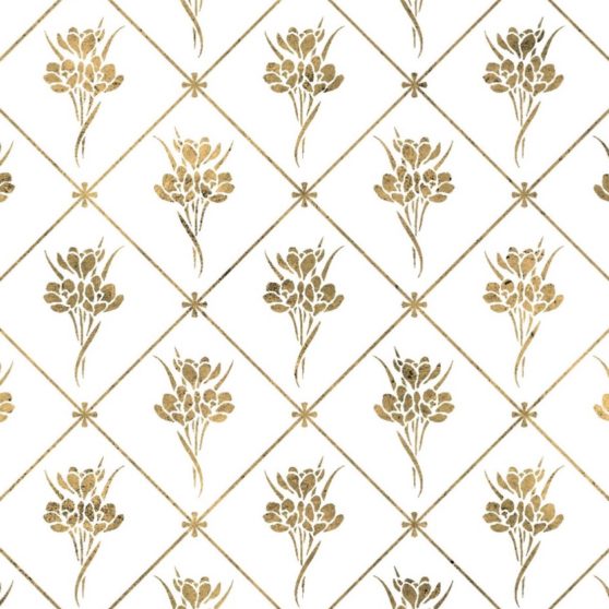 イラスト模様金植物花の iPhoneX 壁紙