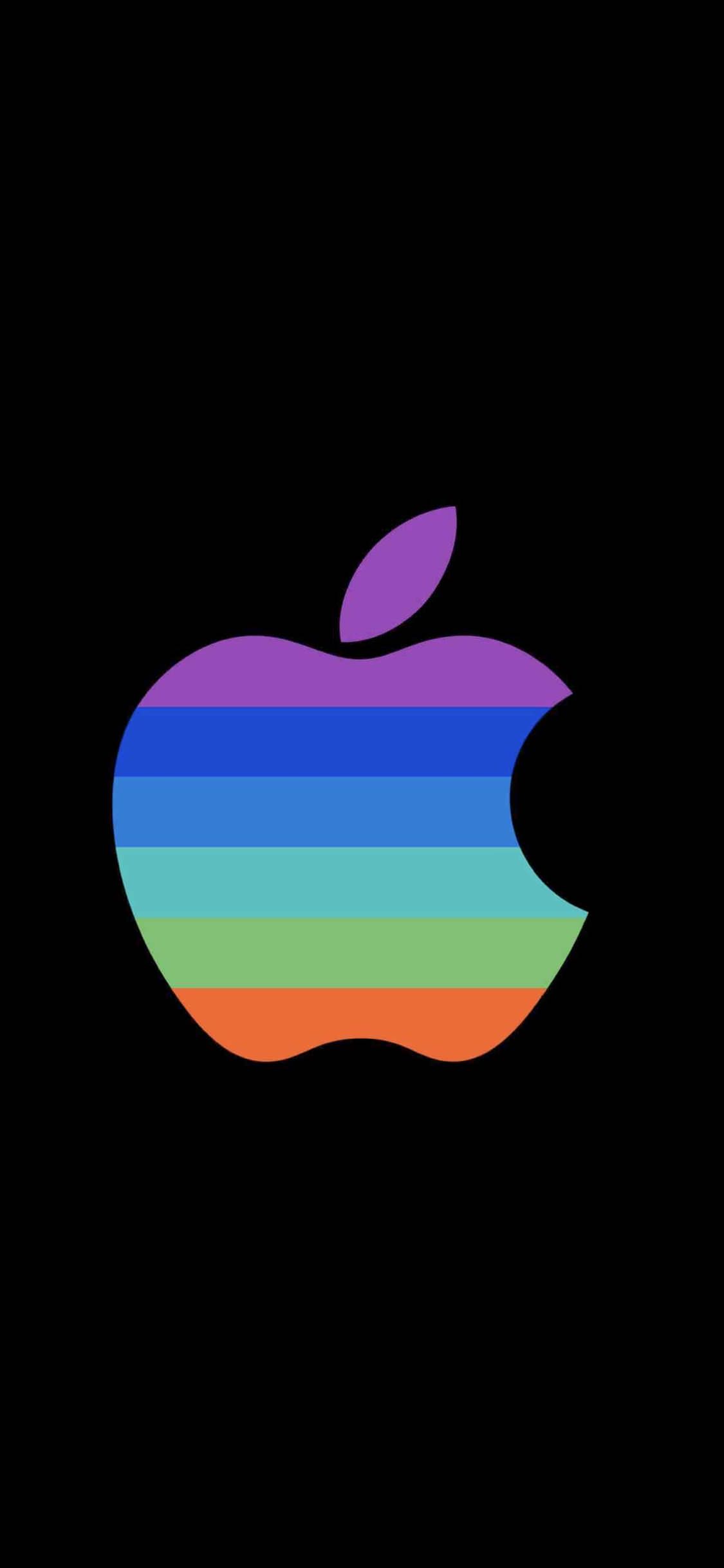 Appleロゴカラフル黒クール Wallpaper Sc Iphonexs壁紙