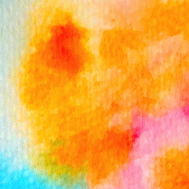 模様絵の具橙水色の iPhoneXSMax 壁紙