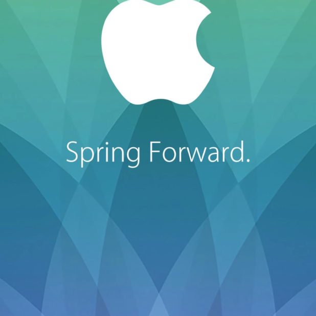 Appleロゴ春イベント緑青紫 spring forward.の iPhoneXSMax 壁紙