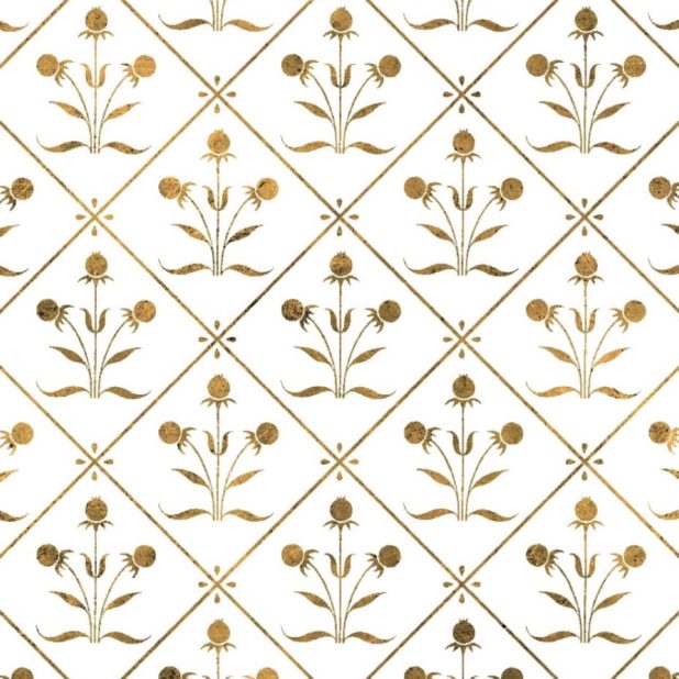 イラスト模様金植物の iPhoneXSMax 壁紙