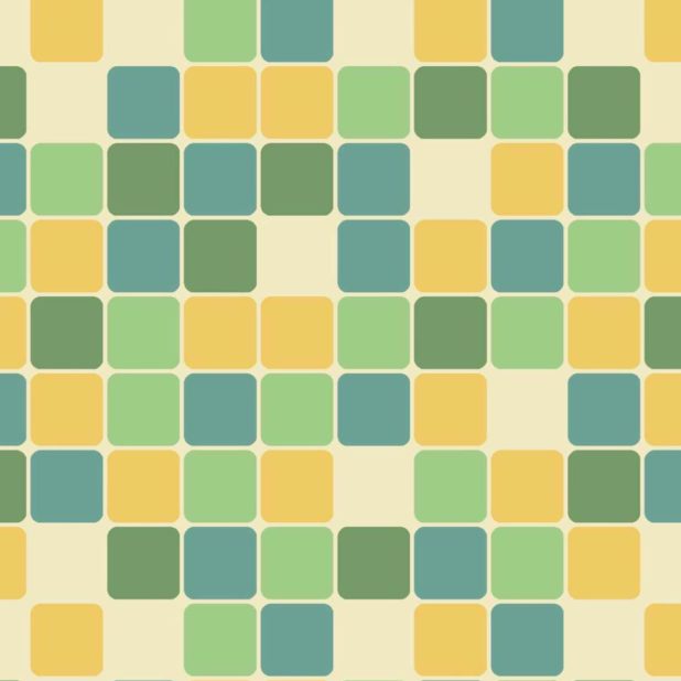 模様四角形青緑黄の iPhoneXSMax 壁紙
