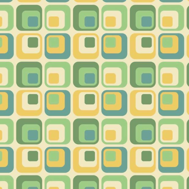 模様四角形緑黄の iPhoneXSMax 壁紙